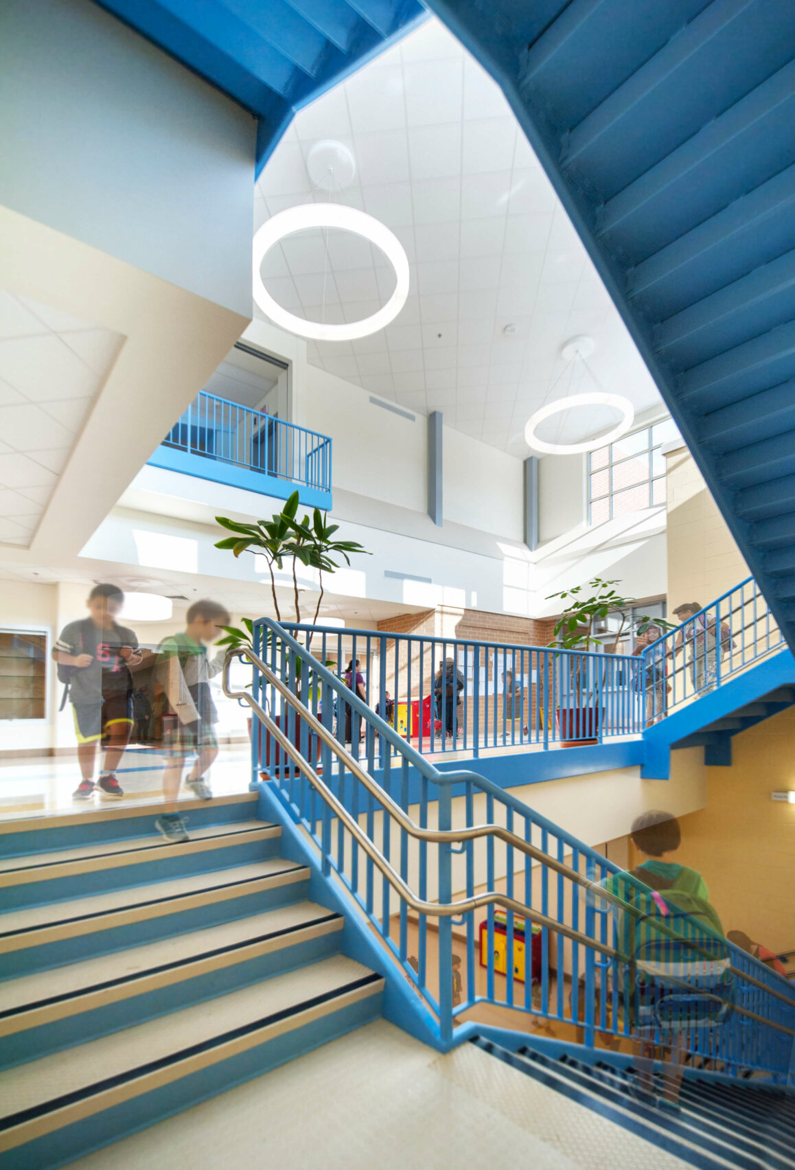 Common area and stairwell at Brown Station Elementary School.