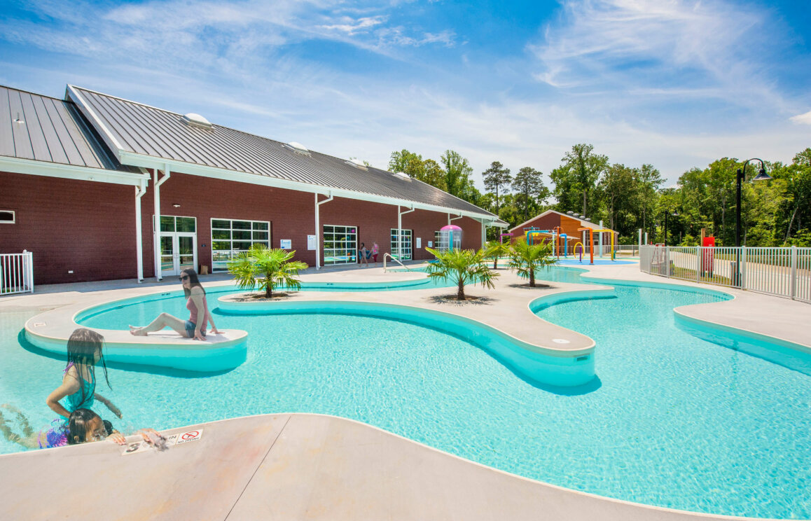 Pool area at Mitchum Family Aquatics Center.