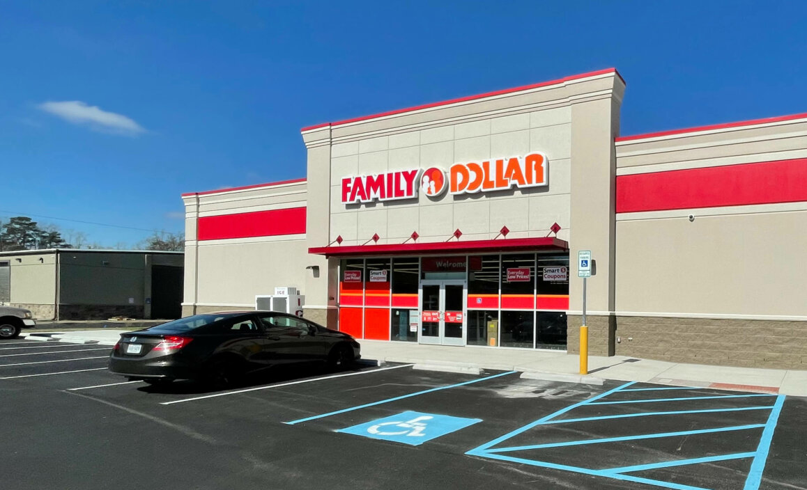 Exterior image of Family Dollar store.